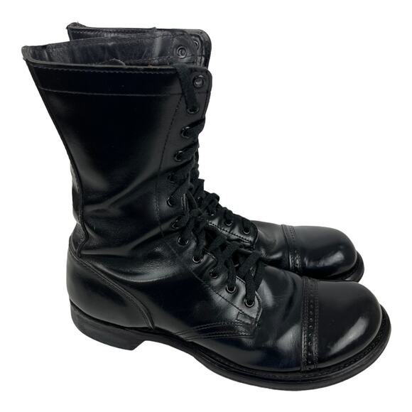 HH Brand Double H 975 Military Combat Jump Boots Cap Toe Upper Leather USA 9 1/2 - Picture 9 of 12